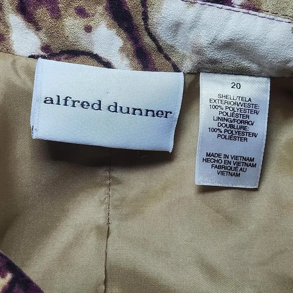 Alfred Dunner Womens Blazer Size 20 Burgundy Multi Print